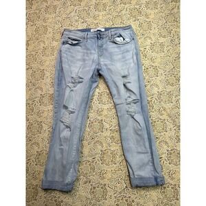 Levis‎ Strauss Signature Womens Sz 15 W32 Boyfriend Stretch Cuffed Jeans Blue